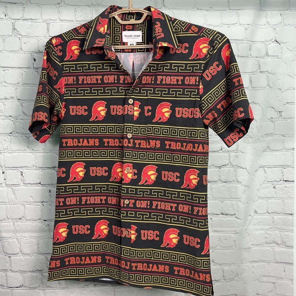 USC Trojans Men's Black Tommy Head Woven Shirt Tellum & Chop Hawaiin Style XS
